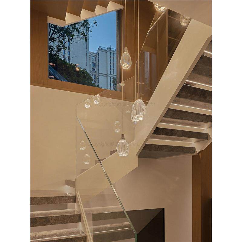 楼梯吊灯别墅复式楼水晶挑空客厅大吊灯2026新款高级感楼梯间灯具