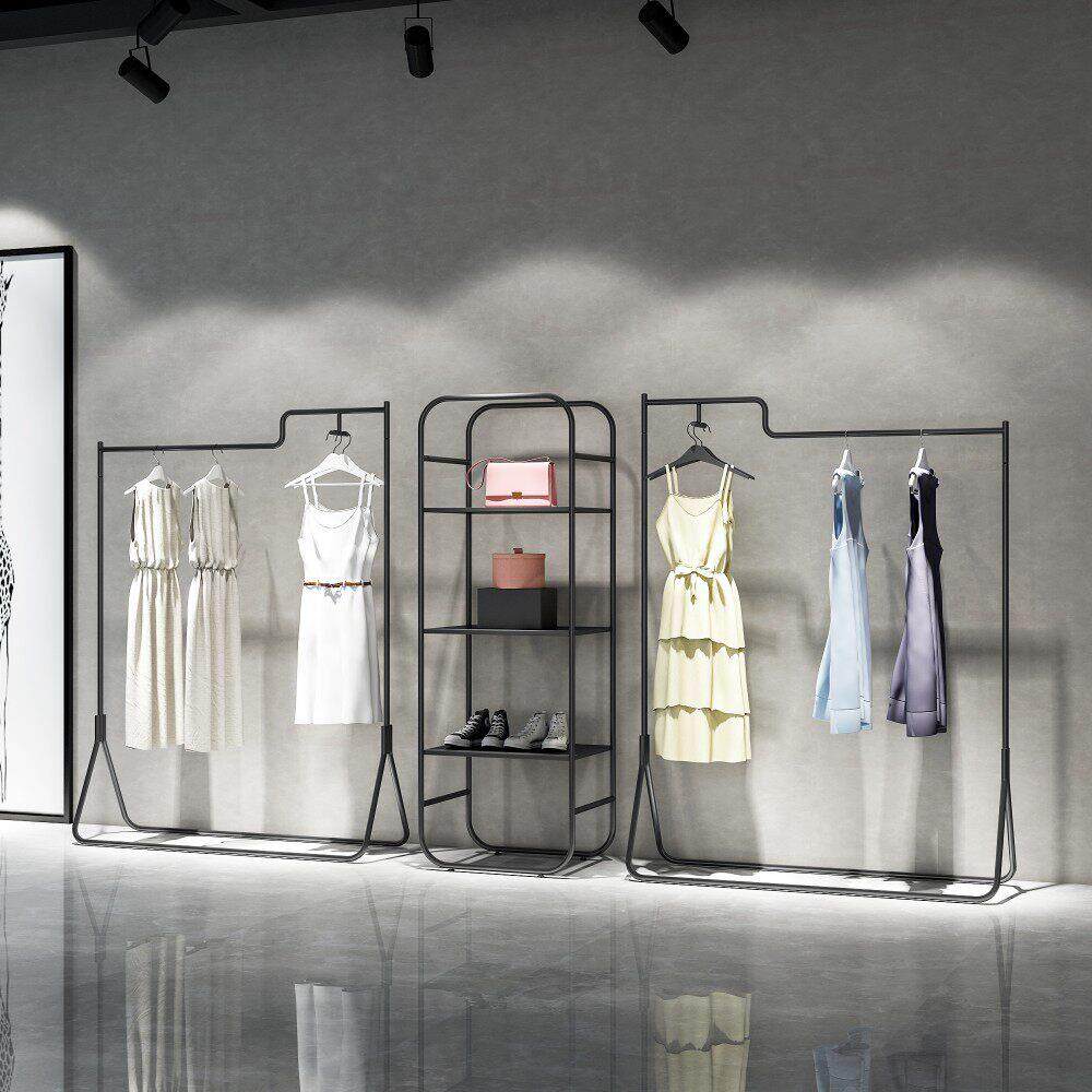 服装店落地架挂衣架创意个性展示架组合服装展架简约现代亚光黑
