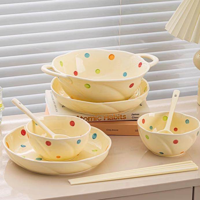 一人食餐具盘子可爱碗具碗盘碗碟套装家用2人情侣碗筷宿舍用学生