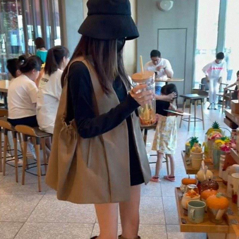 西装马甲女士春秋季欧货时尚无袖背心花苞马夹外穿坎肩中长款外套