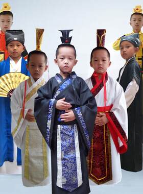 儿童古装课本话剧晏子使楚演出衣汉服男大臣武将秦楚帝王舞台服饰