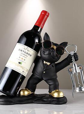 现代法斗红酒架子摆件高端轻奢家用创意客厅酒柜装饰乔迁新居礼品