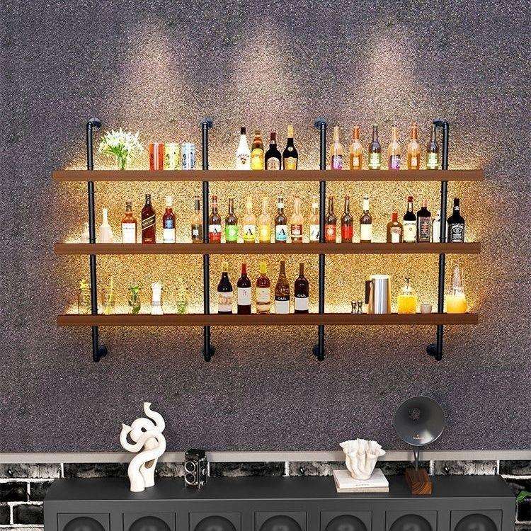 挂墙轻奢吧台酒架铁艺壁挂厨房隔板酒吧墙上收纳挂式家用多功能