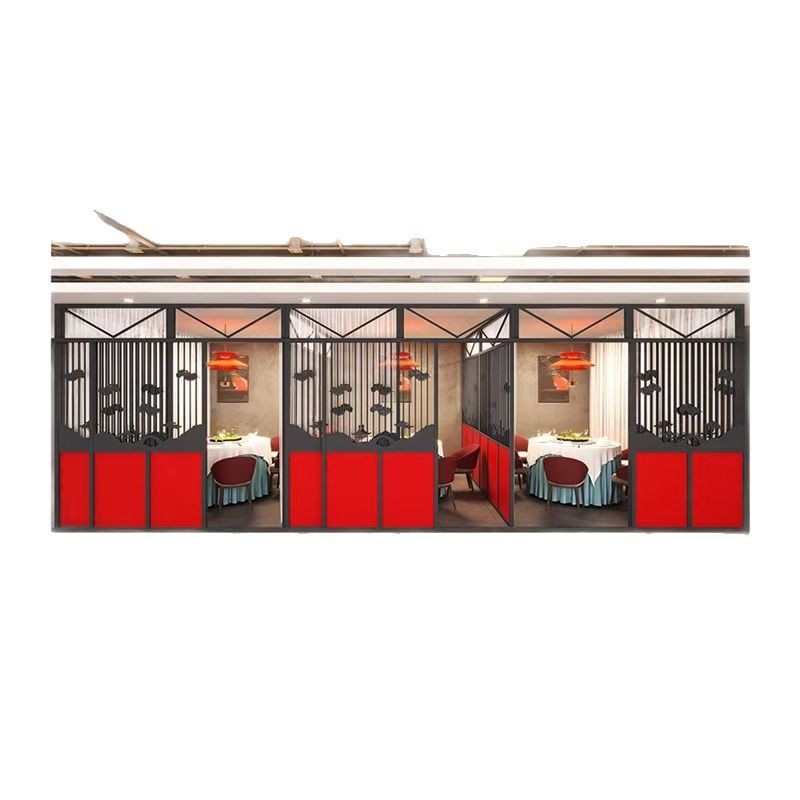 餐厅卡座隔断包间屏风火锅店烧烤店茶楼饭店包厢铁艺可推拉门隔断