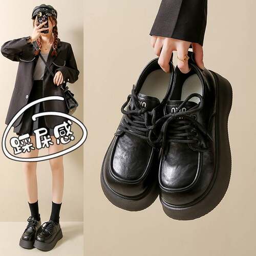 1013k百搭女鞋英国风格2026新款平底厚底女式乐福鞋
