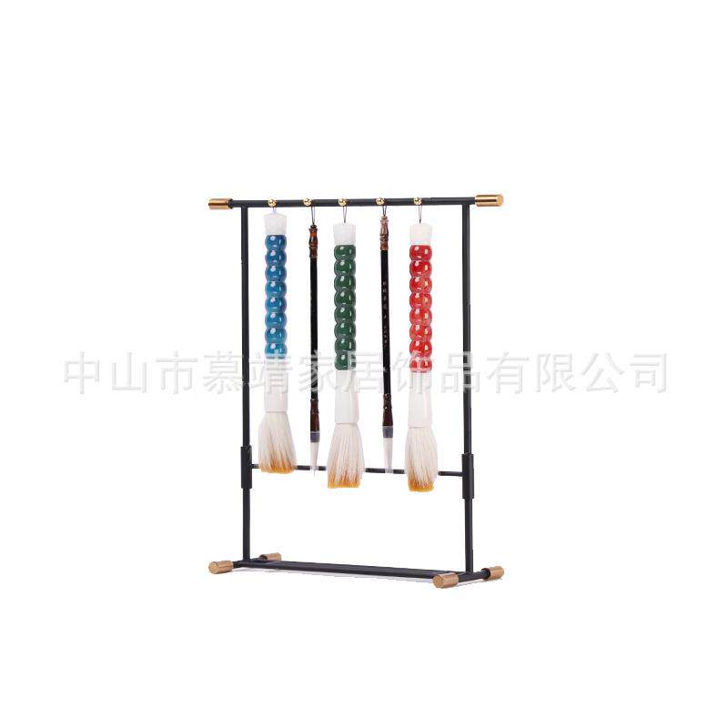 新中式金属毛笔架摆件铁艺售楼处书房书法文房四宝饰品创意设计