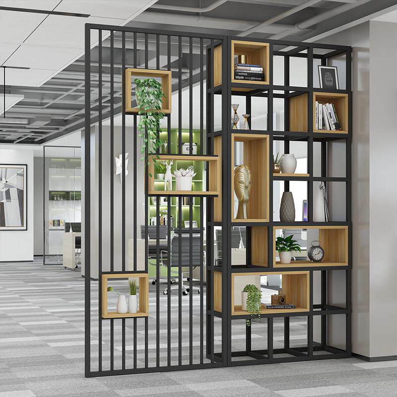 办公室屏风隔断柜双面置物架高款公司美容院商用铁艺陈列展示架子