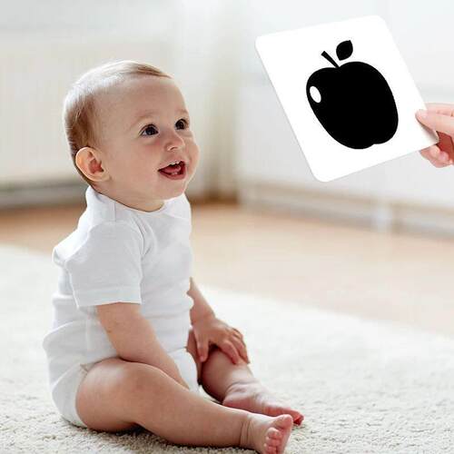 Black and white cards for early childhood education visual s