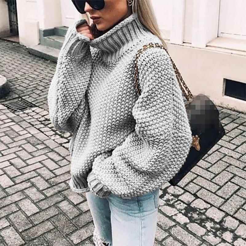 rolled-edge thick sleeves yarn with collar bat sweater