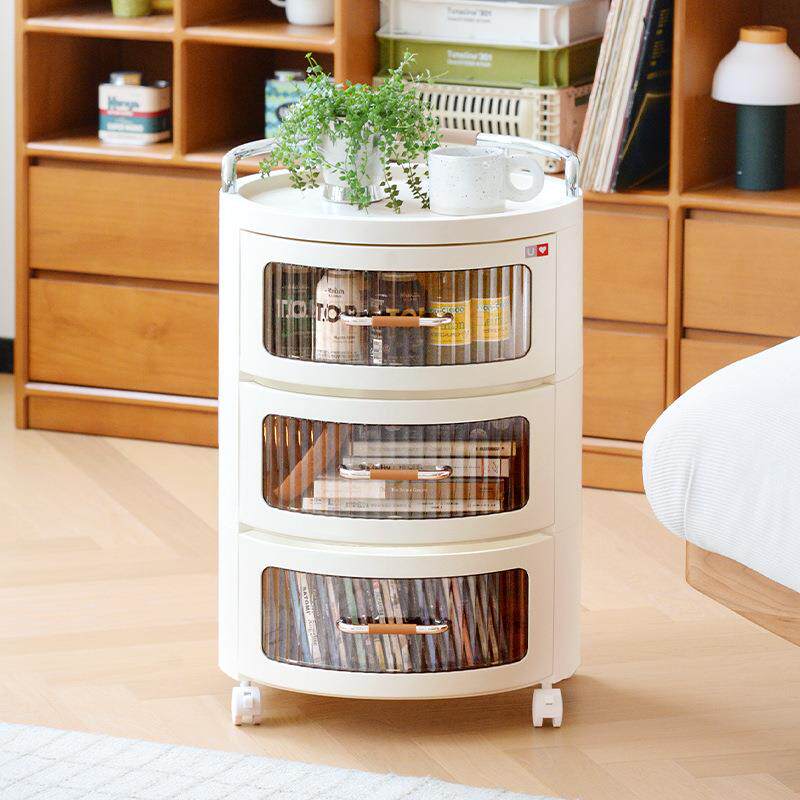 免安装床头收纳柜抽屉客厅透明置物架小推车可移动床头书本储物柜