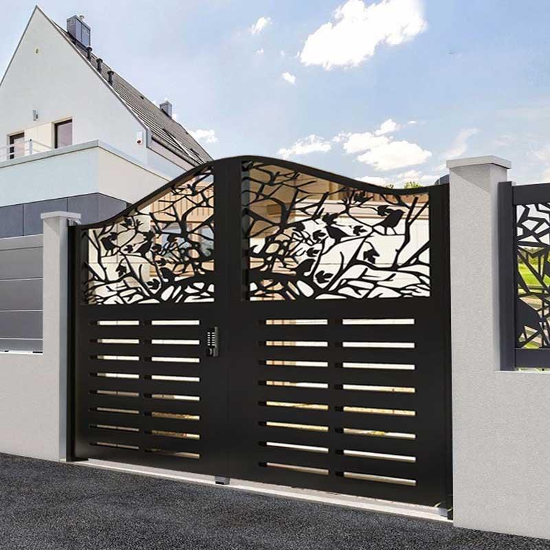 庭院大门铝合金花园门欧式别墅院子不锈钢铁艺激光雕刻乡村栅栏门