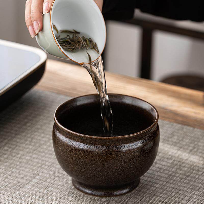 茶渣缸废茶盂茶洗小号窑变复古笔洗陶瓷烟灰缸功夫茶艺茶道配件