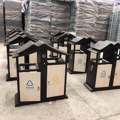 户外垃圾桶热转印木纹果皮箱商用金属垃圾箱商场学校景区环卫