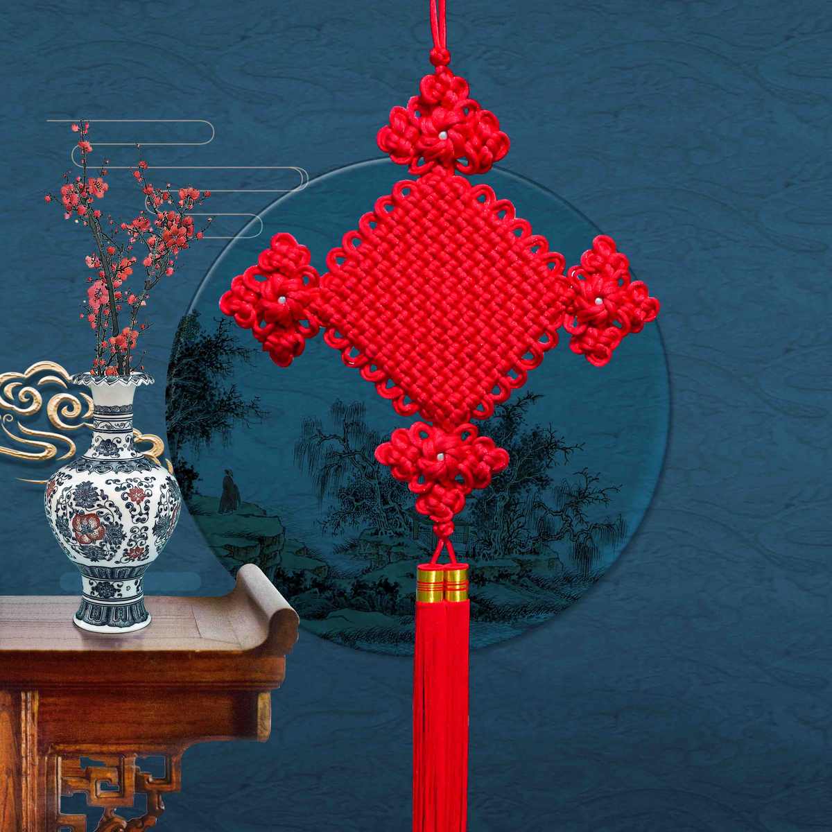 天翊吉中国结大号锦纶丝双线团锦如意结客厅玄关电视墙高档挂件