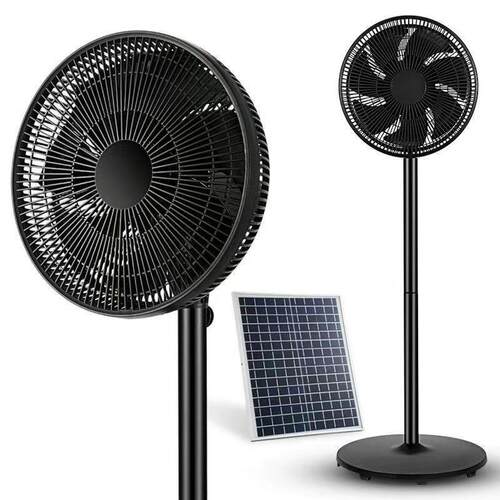 太阳能充电16寸落地风扇家用 solar fan DC8-12V停电户外应急LED