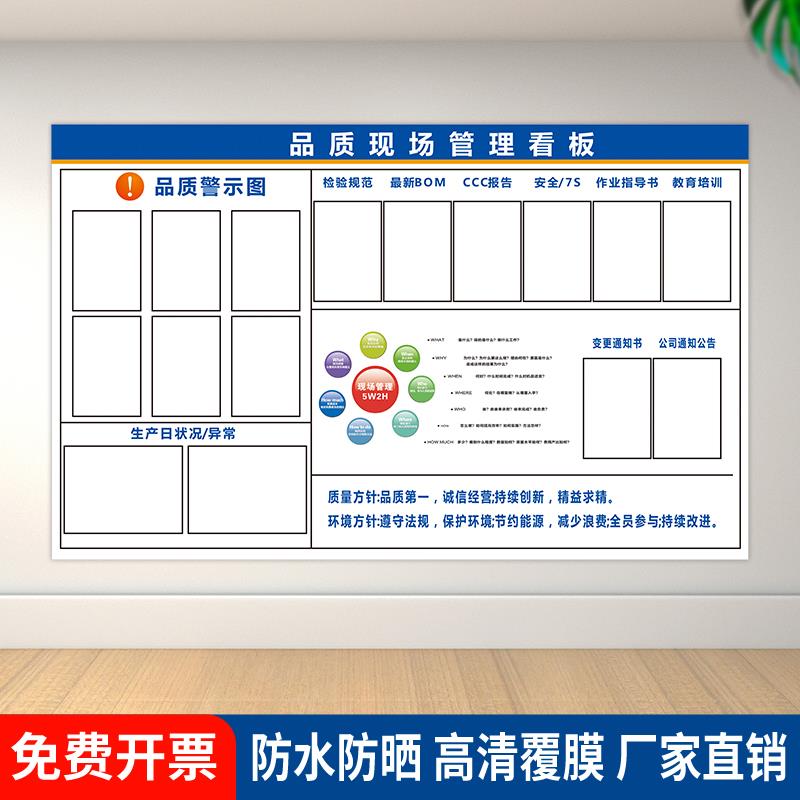 系车理品全宣安传标识牌品质现场理看板管质产企业车间管生理管体