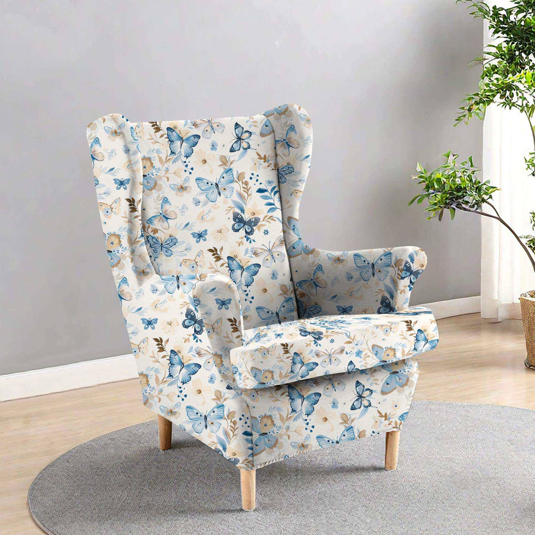 沙发罩单人位 椅套弹力翼背 防尘罩现代圣诞 田园风老虎凳椅子套3