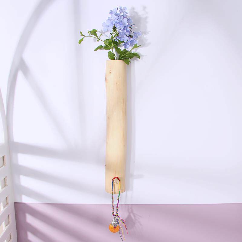 创意原木花瓶挂壁式实木插花器上墙水培花插民宿茶室壁面装饰挂饰