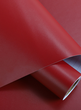 25N加厚枣红红色色贴纸壁纸自粘防水不干胶酒红墙纸深暗红即华庚