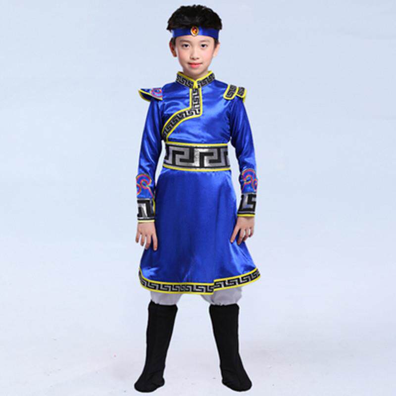 高档蒙古族儿童蹈数民舞族表演服装女白马童筷子舞顶碗蒙古少族男图片