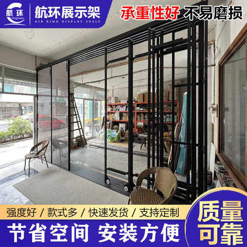 瓷砖推拉展示架 带轨道推拉柜地板砖陶瓷样品砖带灯平推展示柜
