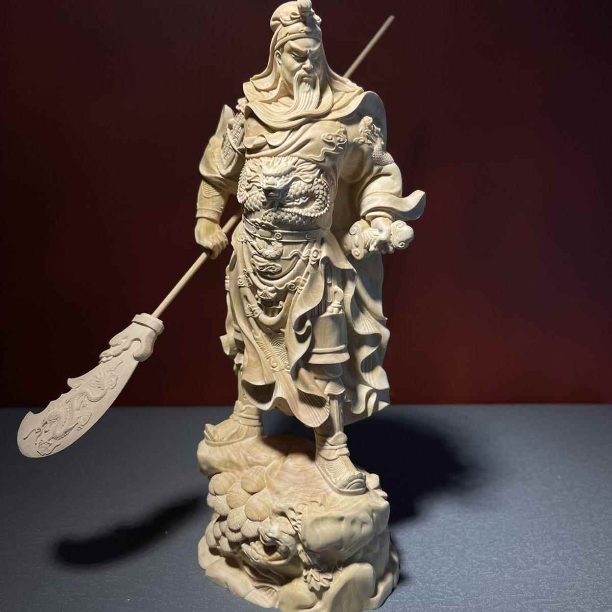 木黄杨木雕刻手工创摆意武财神YM19关公桌质面家居装饰雕木工艺品