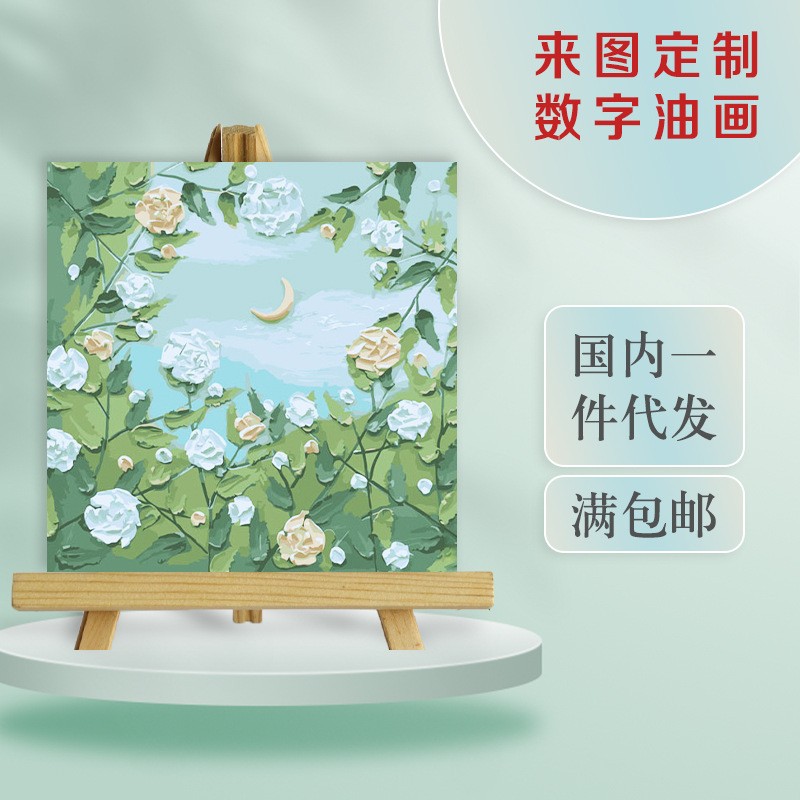 diy数字油画手工涂色填色填充油彩画丙烯礼物颜料照片手绘装饰画