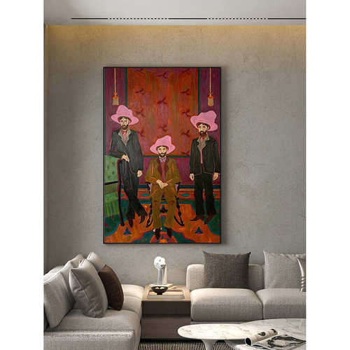 简约现代美式复古人物客厅入户玄关装饰画卧室背景墙壁画竖版挂画