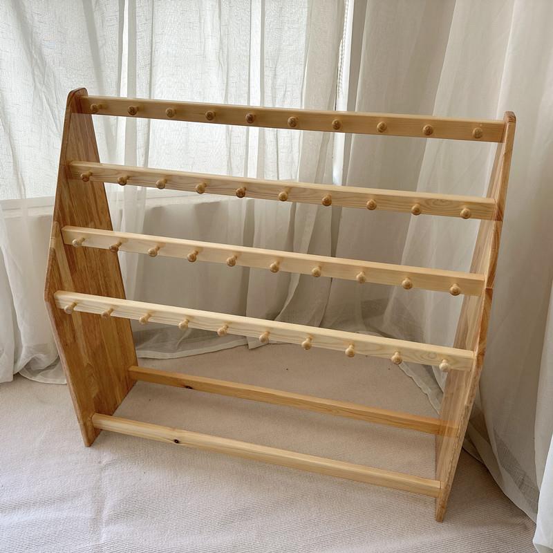 毛巾架子儿园实497木毛巾幼落地可移动架毛巾架式浴室免打孔毛巾