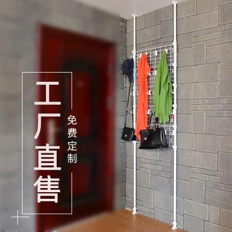 顶天立地式置衣架免打孔门厅挂衣架多层玄关置物架门后收纳衣帽架