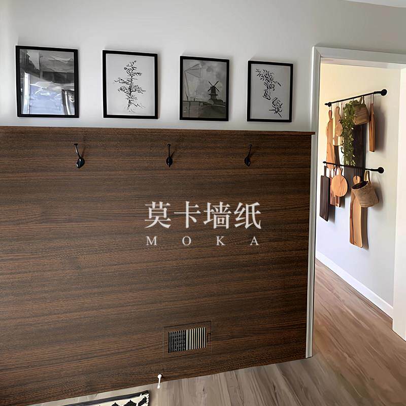 彷木纹壁纸自粘茶室饭店咖啡厅墙裙桌面家俱柜门翻新改造贴纸防水