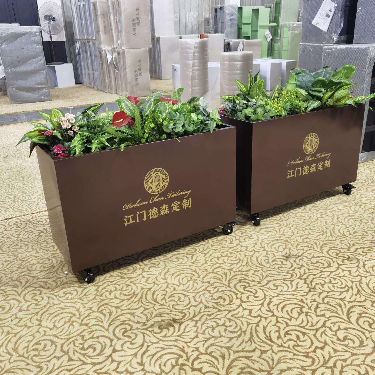 户外镀锌板花箱花坛市政道路奶茶餐饮店外摆铁艺花架围栏隔断花槽