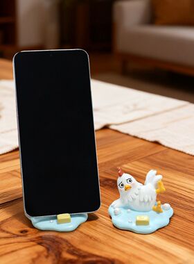 跨境春季新品树脂鸡手机支架仿真鸡动物摆件家居桌面装饰手机支架