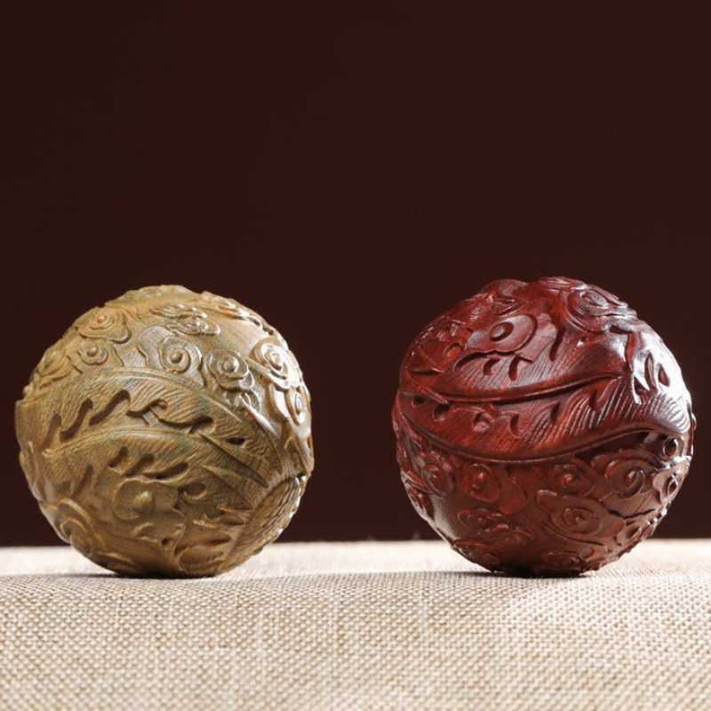 小叶紫檀手球球绿檀木雕刻龙凤球木雕把玩文玩实木手把件男士,家居饰品,木雕,淘宝优惠券,粉丝福利购,淘宝优惠卷