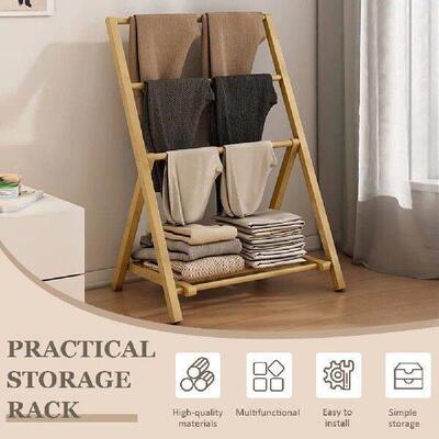 Bamboo Foldable Storage Shelf with Storage Shelf Quilt
