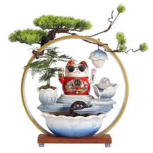 招财猫摆件循环流水家用客厅办公室摆件桌面加湿器乔迁开业送礼品