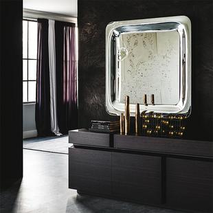 登摩时尚 设计师酒店MFA厅创意锈钢方糖镜壁挂镜穿衣镜不落地全客