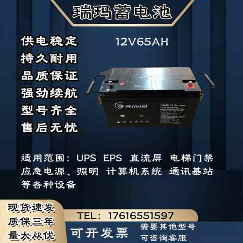 RIMA瑞玛蓄电池UN-12V65AH 监控 消防机柜 UPS电源主机 电梯门禁