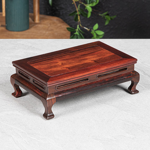 大红酸枝工艺品摆件底座实木质长方形奇石底座花盆景茶壶玉器托架