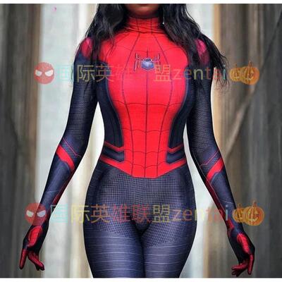 成人儿童电影女款远征蜘蛛人连身紧身衣Spiderman Cosplay战衣