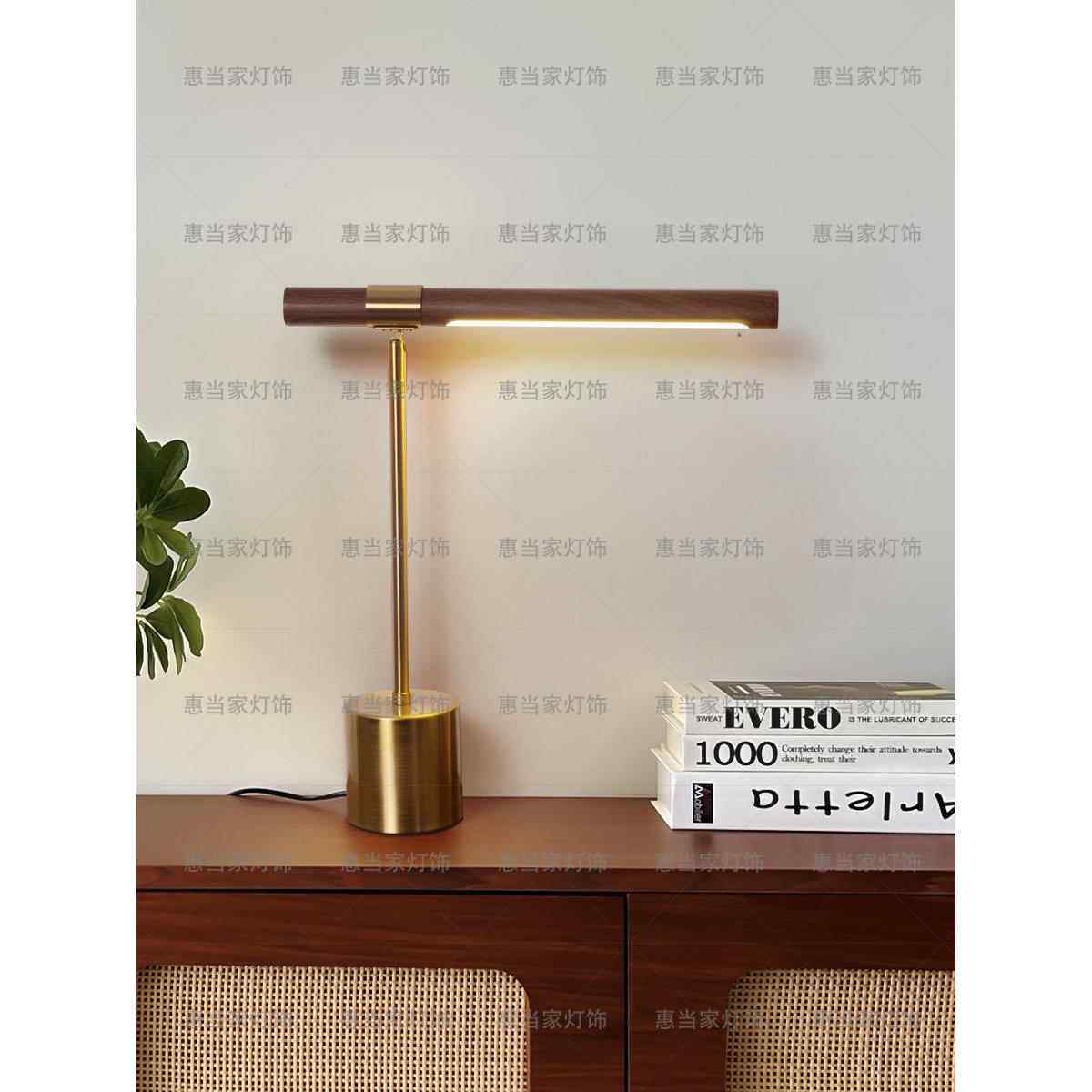 斯堪的纳维亚黑胡桃台灯护眼黄铜简单后现代无障碍豪华书房书桌阅