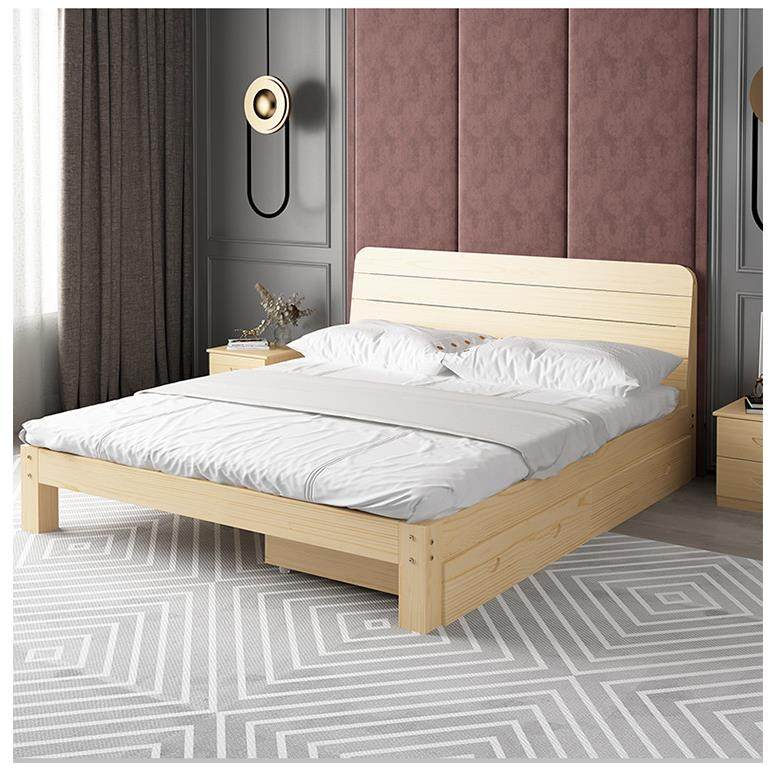 实木床1.5米松木双人经济型现代简约1.8m出租房简易单人床1.2床架