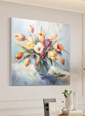 网红纯手绘油画《月油下花影》客厅现画头代定画肌理卧室床装饰制