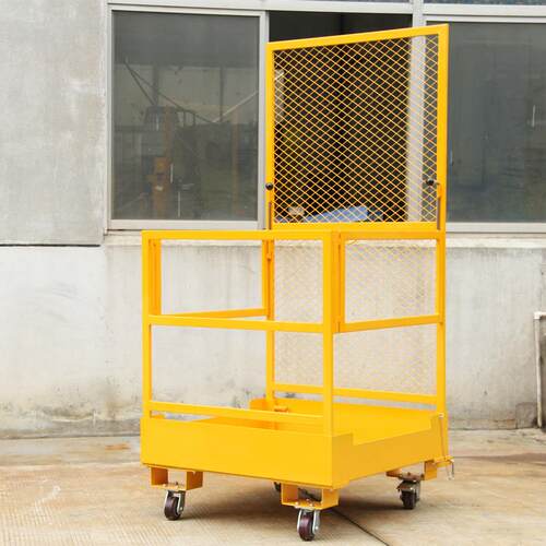 现货货叉载人平台带轮子移动载人平台NK30A叉车笼平台高空作业器