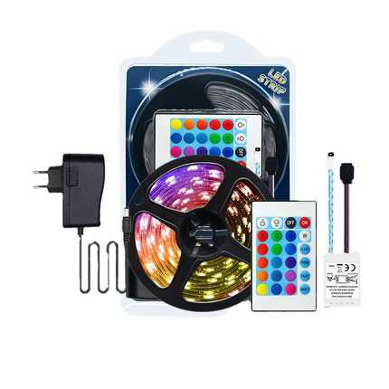 氛围灯led5米54灯/米12V吸塑包装滴胶防水2835rgb七彩变色270灯