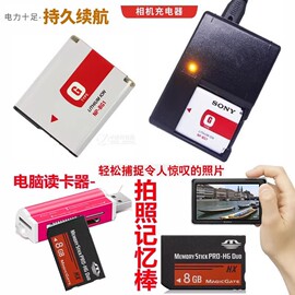 适用 索尼DSC-W270 W290 W300 WX1 T20相机电池+充电器+8G内存卡