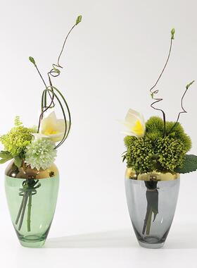 新中式嫩绿色仿真花摆件样板间客厅餐桌软装餐厅售楼处洽谈桌摆花