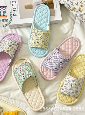 新款机洗家居家用室内静音拖鞋男女情侣春秋四季布艺布底棉拖鞋