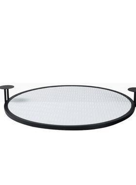 轻123奢桌家简约双耳皮革托盘样板房售楼部装饰品家居具床头软餐