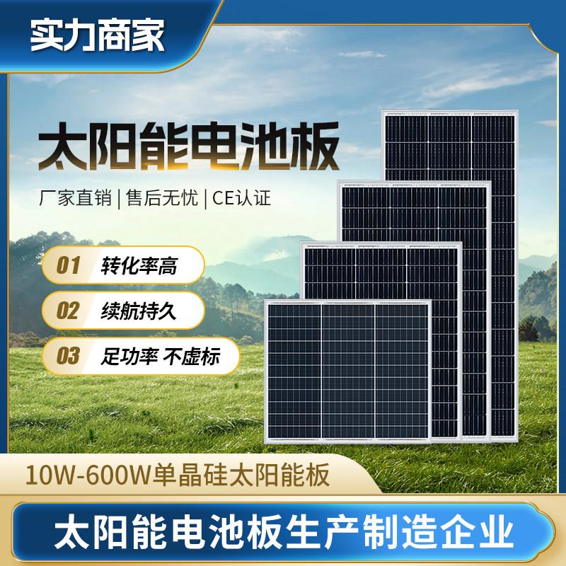 太阳能发电板光伏离网发电220V并网12v充手机电池家用电器供电系